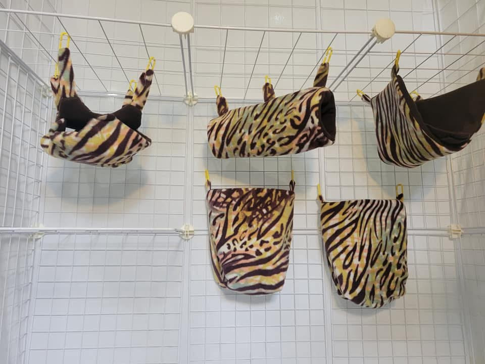Fleece Cage Set 5 pc - Brown Zebra