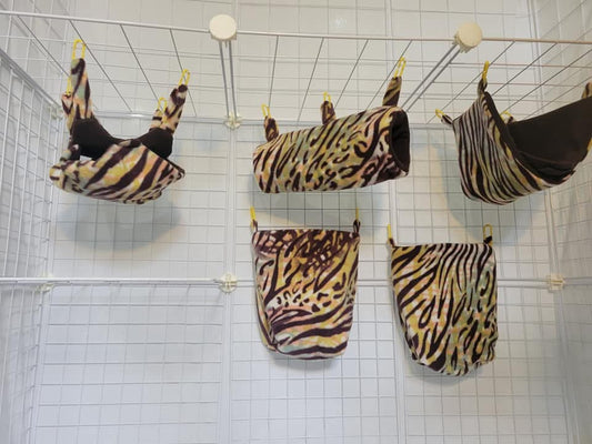 Fleece Cage Set 5 pc - Brown Zebra