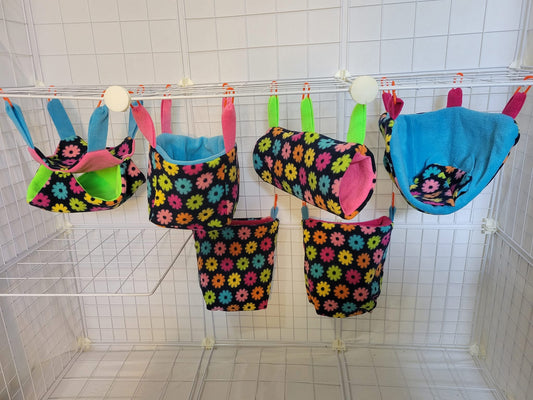 Fleece Cage Set 6 pc - Rainbow Flowers
