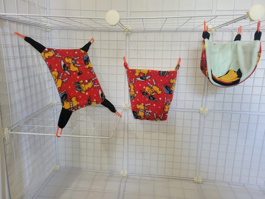 Fleece Cage Set 3 pc - Reindeer on Red