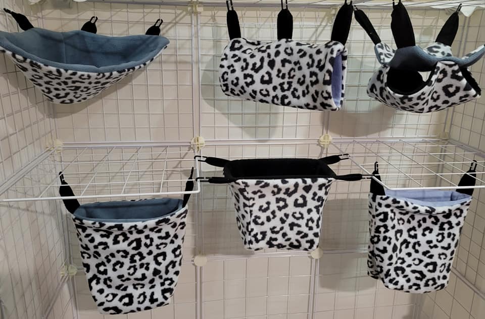 Fleece Cage Set 6 pc - White Leopard