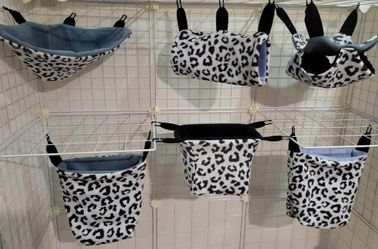 Fleece Cage Set 6 pc - White Leopard