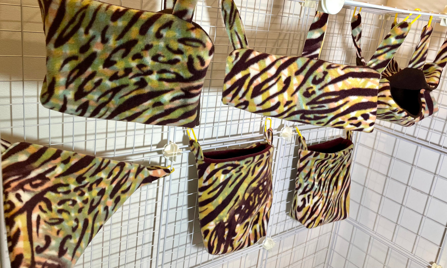 Fleece Cage Set 6 pc - Colourful Zebra