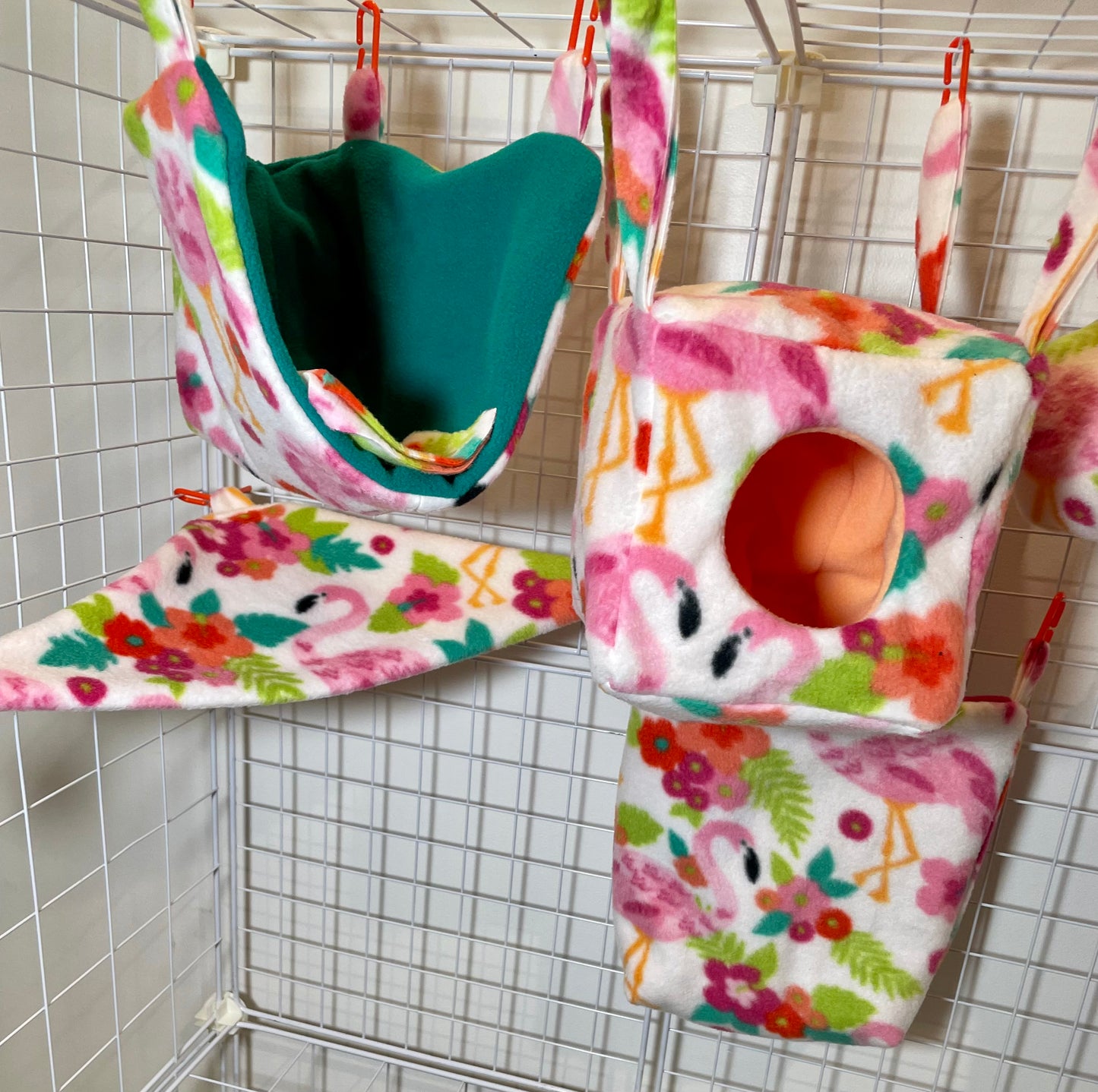 Fleece Cage Set 7 pc - Flamingo