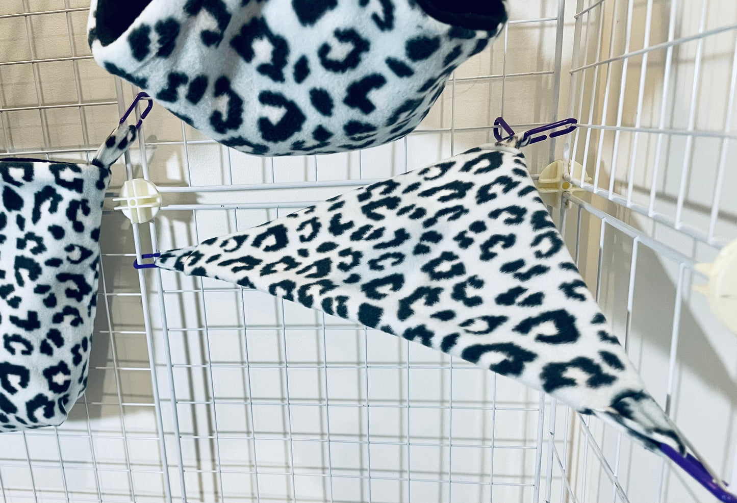 Fleece Cage Set 6 pc - Light Blue Leopard