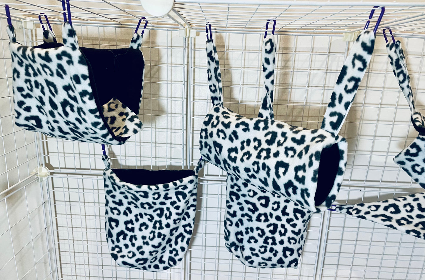 Fleece Cage Set 6 pc - Light Blue Leopard