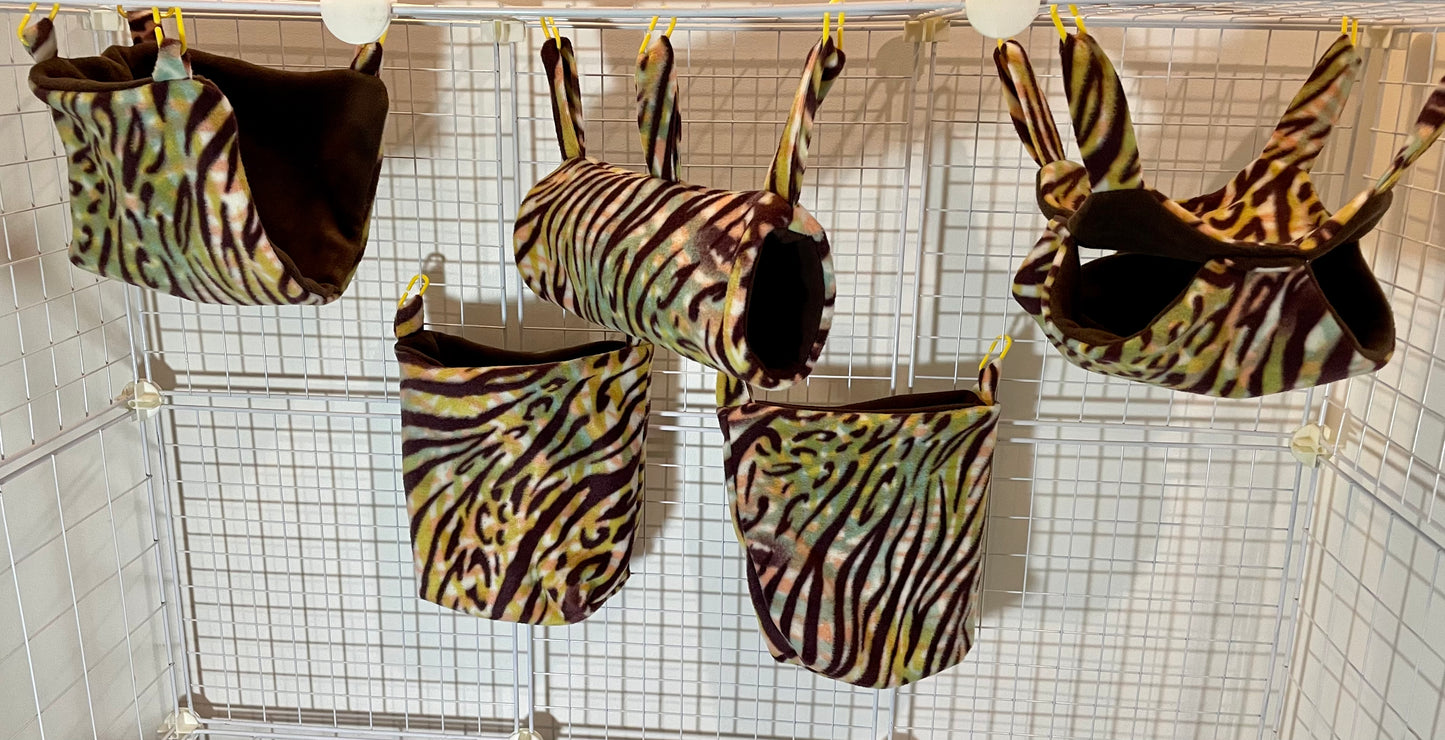 Fleece Cage Set 7 pc - Colourful Zebra