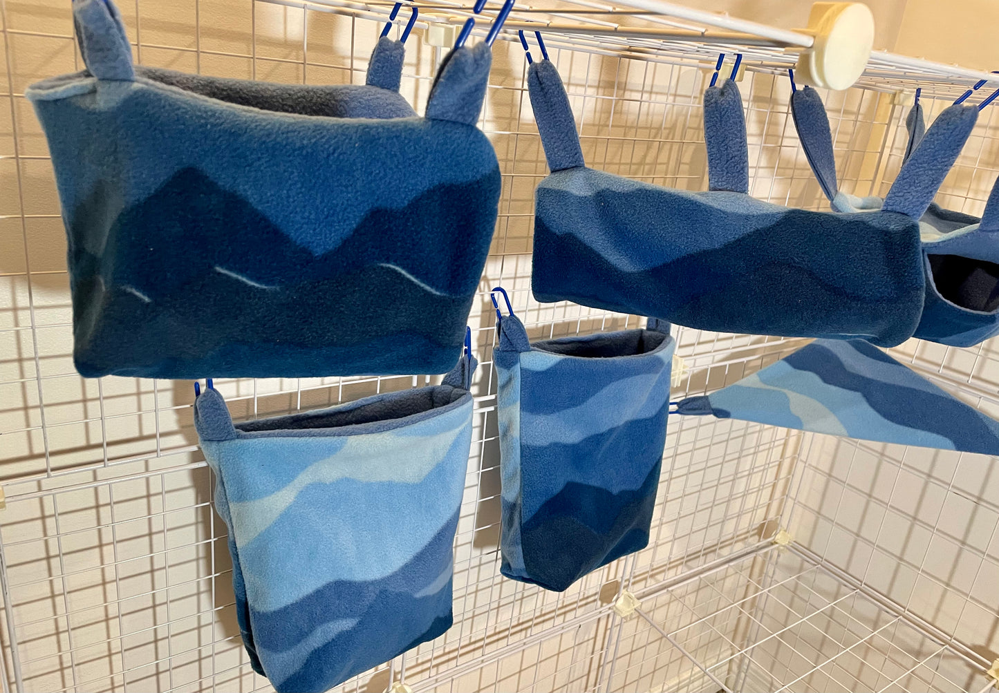 Fleece Cage Set 6 pc - Blue Waves