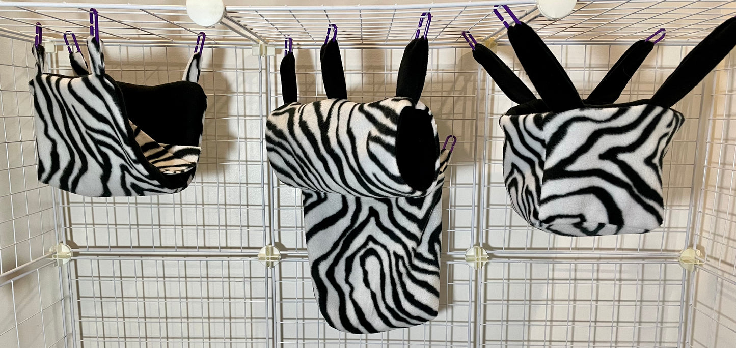 Fleece Cage Set with Cube 4pc - Zebra