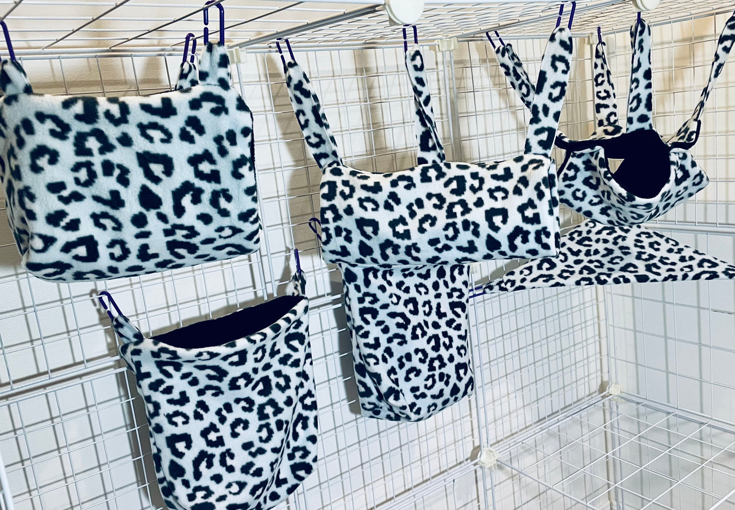 Fleece Cage Set 6 pc - Light Blue Leopard