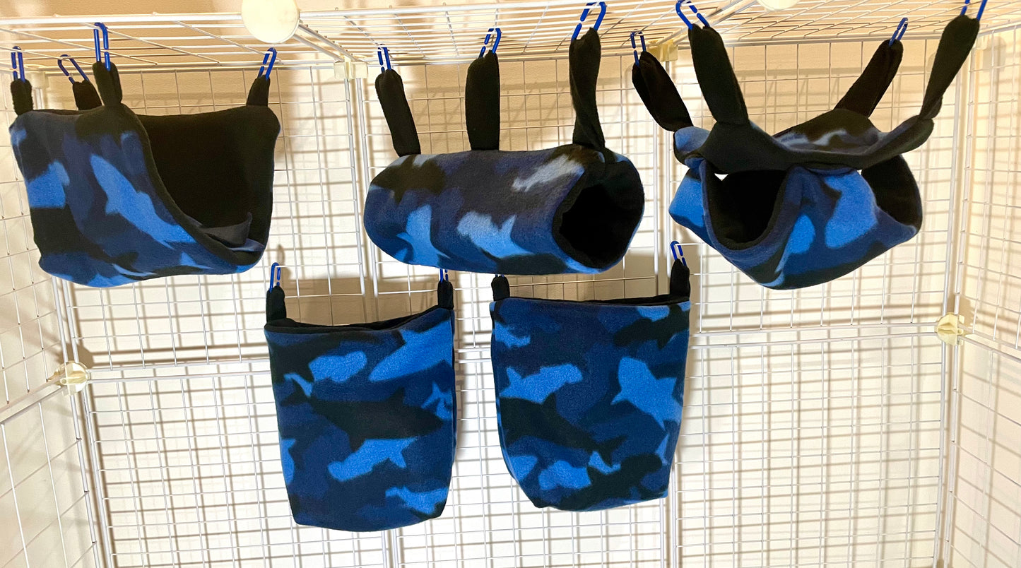 Fleece Cage Set 5 pc - Blue Shark