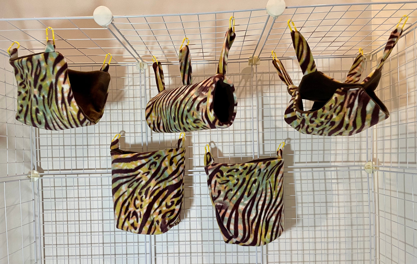 Fleece Cage Set 7 pc - Colourful Zebra