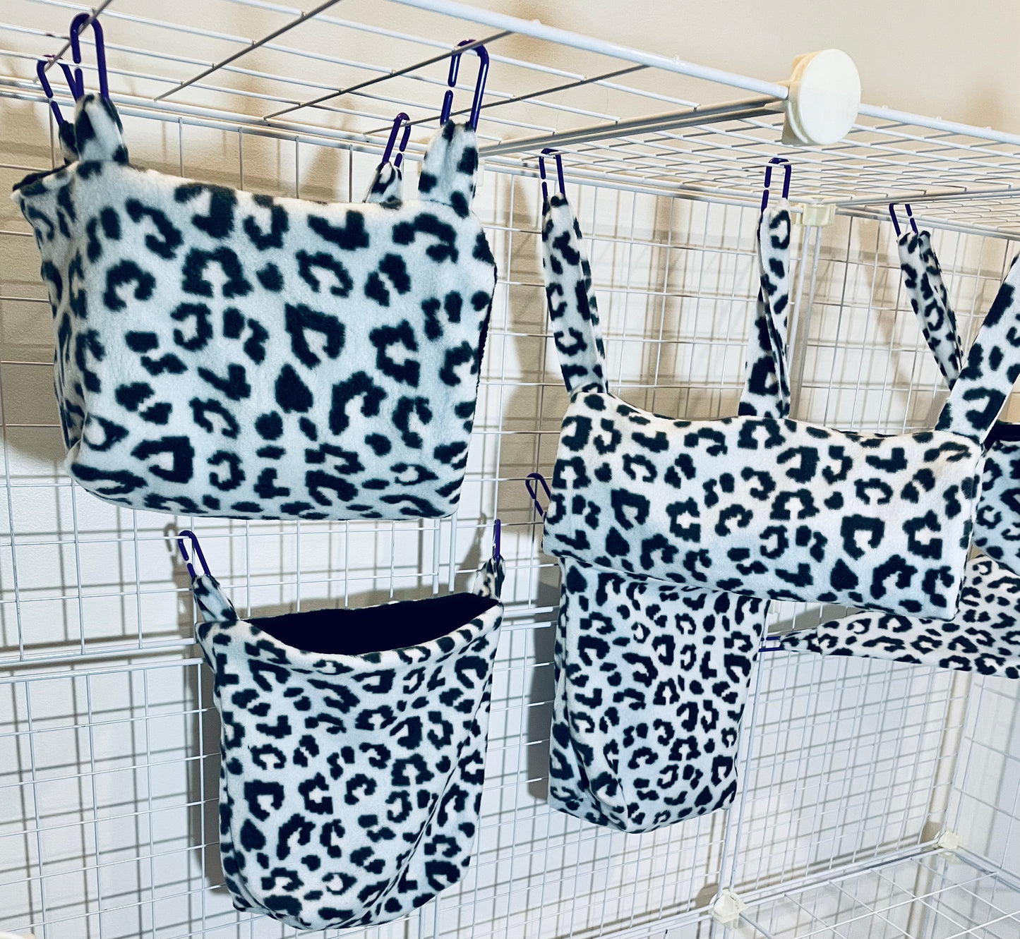 Fleece Cage Set 6 pc - Light Blue Leopard